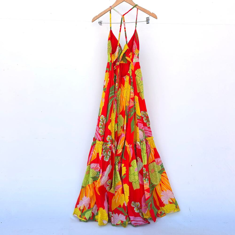 FARM Rio Tropical Neon Parrot Maxi Dress Strappy Colorful XS Bright Vacation - Picture 4 of 9